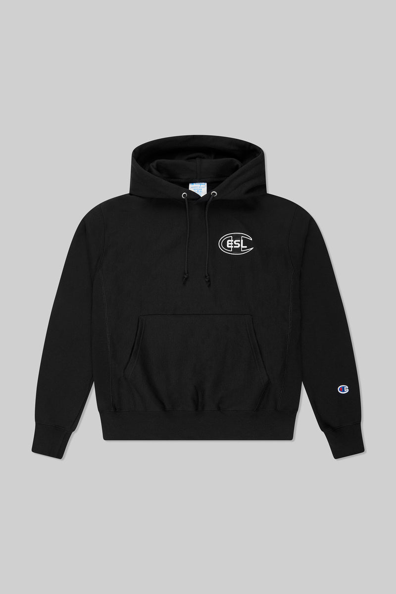 ESL x Champion Graphic Pullover Hoodie Black