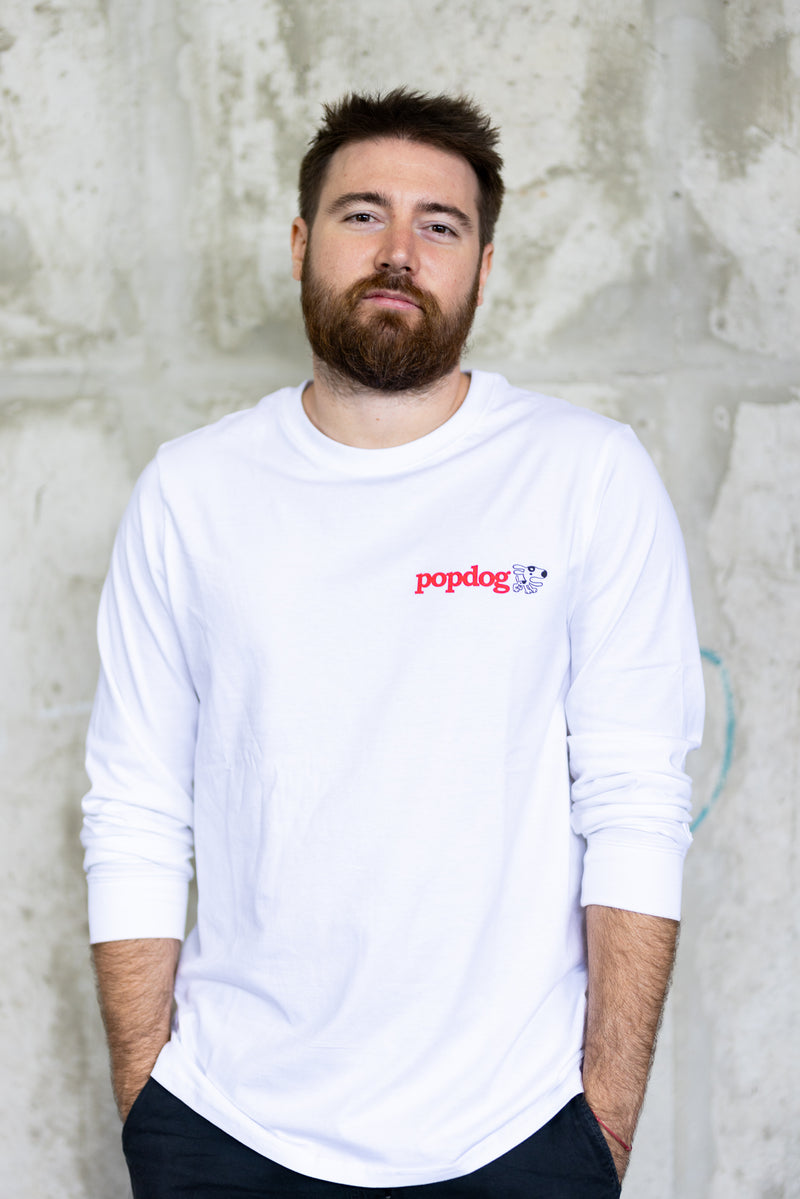 CS Pop Dog Long Sleeve T-Shirt White