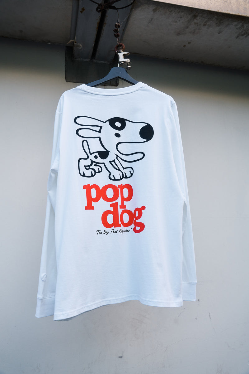 CS Pop Dog Long Sleeve T-Shirt White