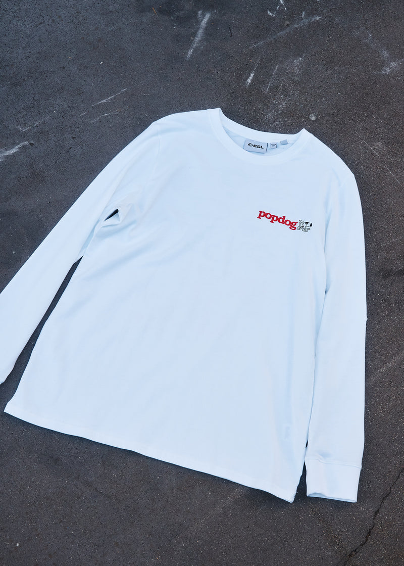 CS Pop Dog Long Sleeve T-Shirt White