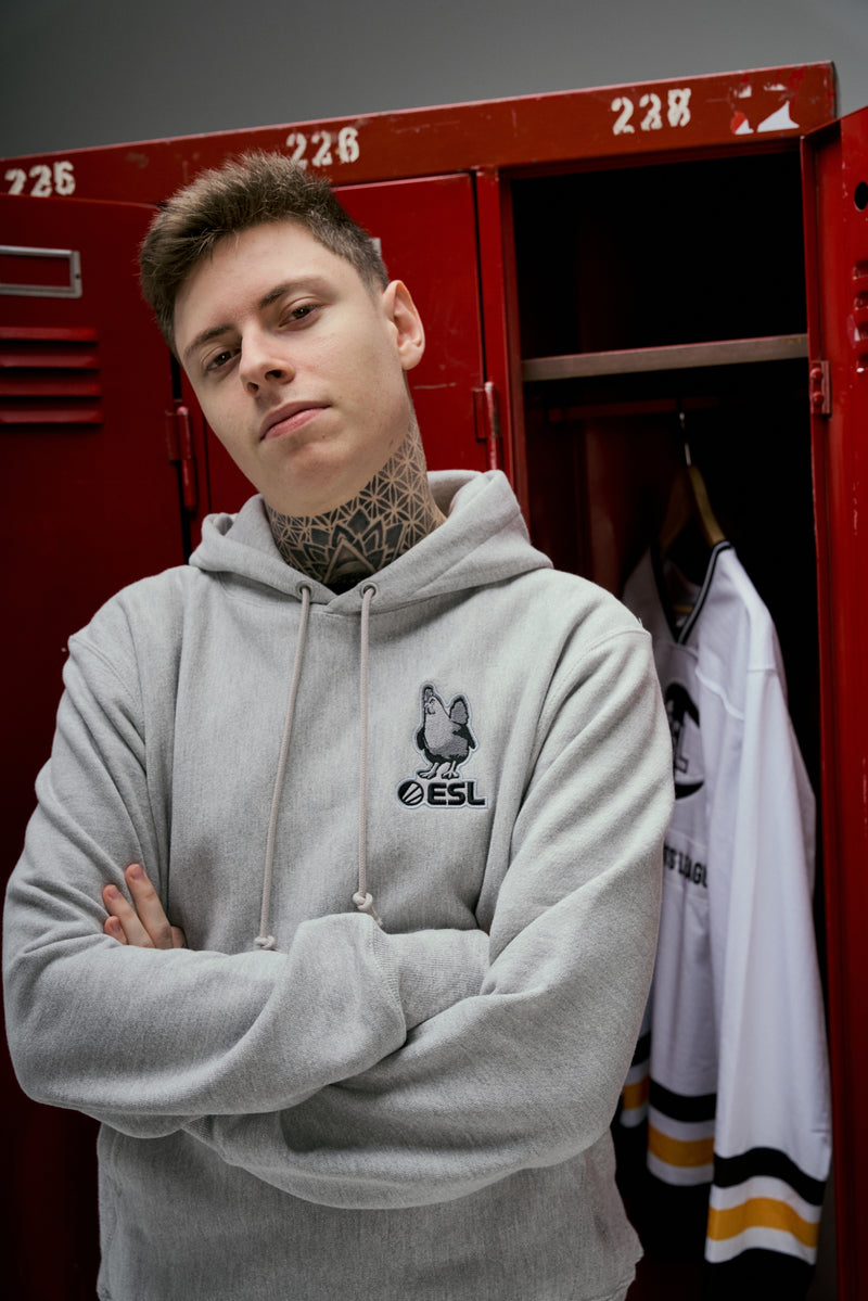 ESL x Champion Patch Pullover Hoodie Oxford Grey